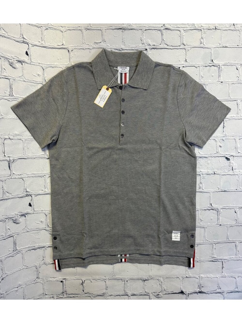Thom Browne New York Relaxed Fit SS Polo W/ CB RWB Stripe In Classic Pique